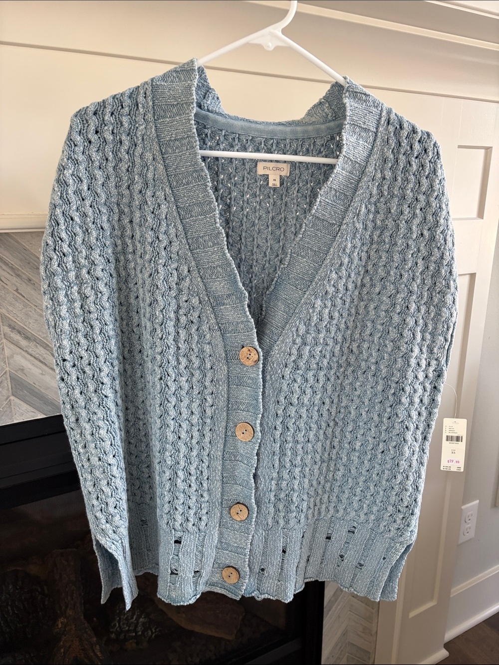 Anthropologie | Pilcro Oversized Distressed Sweater Vest Blue NWT XS - Picture 7 of 10
